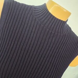 Venezia Jeans Clothing Co. Navy Ribbed Mock Neck Sleeveless Top Plus Size‎ 18/20